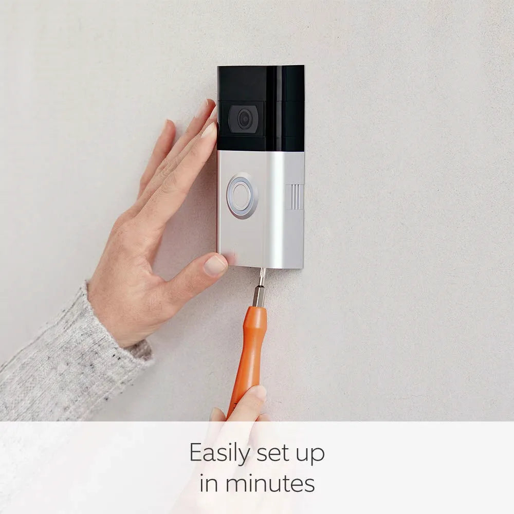 Cámara de seguridad inalámbrica con timbre de video con video HD, detección de movimiento mejorada, funciona con batería y fácil instalación