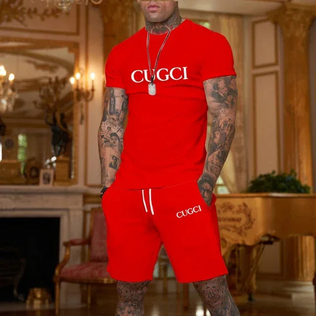2025 Summer T-shirt, Shorts Men's Casual Sports Set, Fashionable Short-sleeved Casual Shopping Trend Clothing Essential for Travel