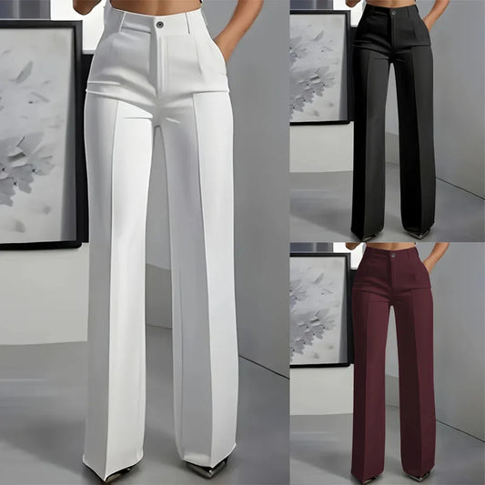 European and American cross-border  new women's high-waisted, draped, straight-cut, simple suit pants for women