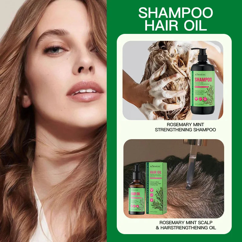 Hair Growth Product kit Rosemary Mint Fast Dense Hair Shampoo Conditioner Repair Damage Hair Mask Prevent Hair Loss Serum Oil