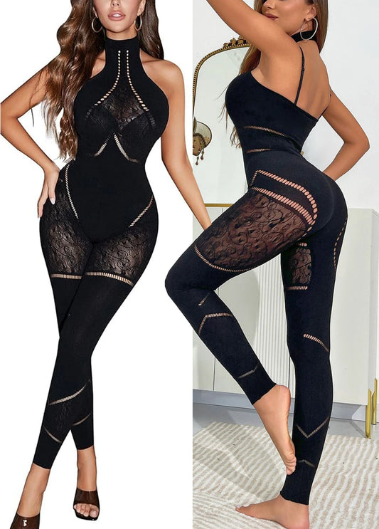 Hollow Out Sexy Curves Nightclub Party Transparent Super Elastic Mesh Playsuit Bodysuit Romper Women's Clothing Romper Jumpsuit