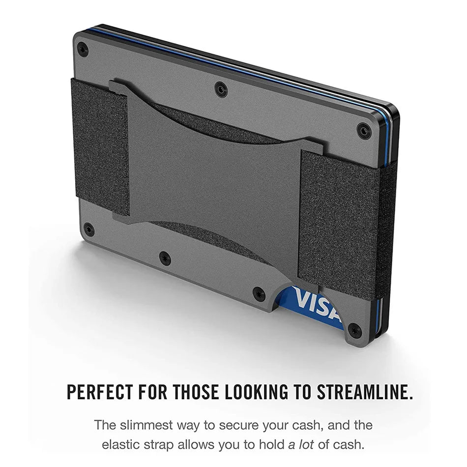 Carbon Fiber Metal Minimalist Slim Credit Card Holder Wallet for Men RFID Bank Cardholder Case