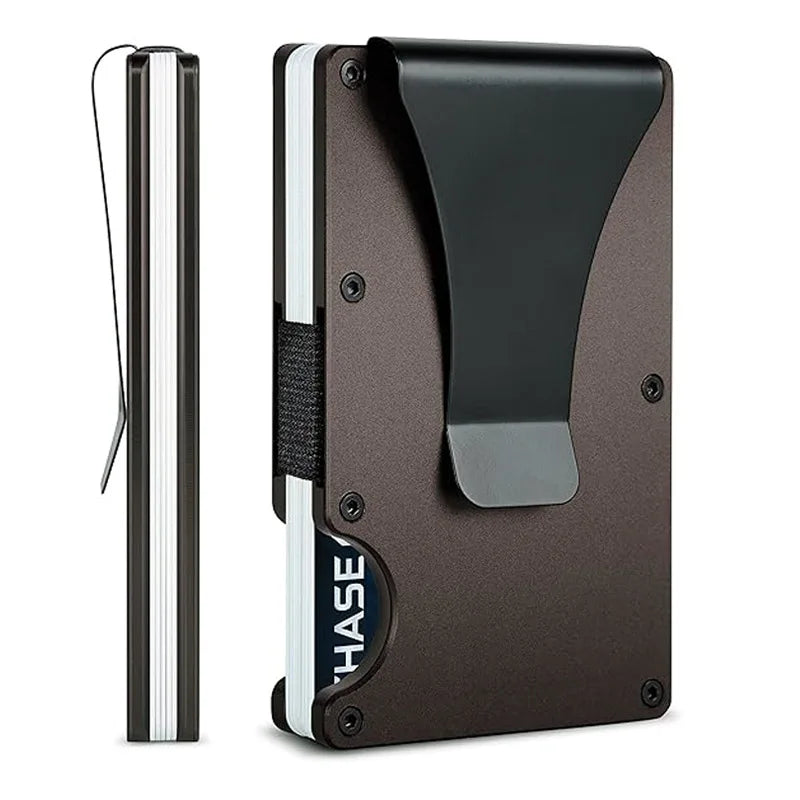Carbon Fiber Metal Minimalist Slim Credit Card Holder Wallet for Men RFID Bank Cardholder Case