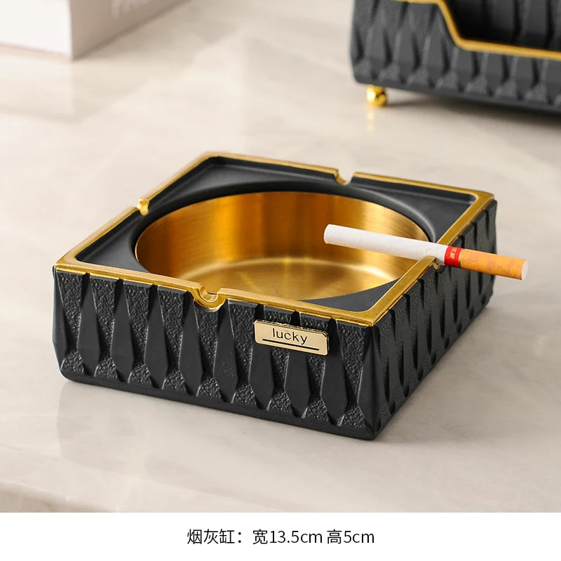 Household Simple Living Room Light Luxury Creative Office Fly Ash Ashtray Tissue Box Desktop Decoration Storage Accessories