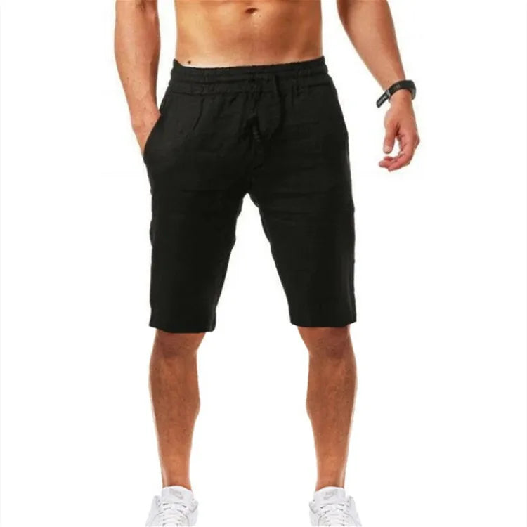 Hot Men Cotton Linen Trousers Solid Color Elastic Waist Loose Long Trousers Men's Hip-hop Breathable Casual Pants