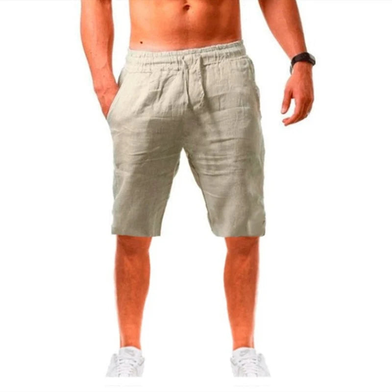 Hot Men Cotton Linen Trousers Solid Color Elastic Waist Loose Long Trousers Men's Hip-hop Breathable Casual Pants