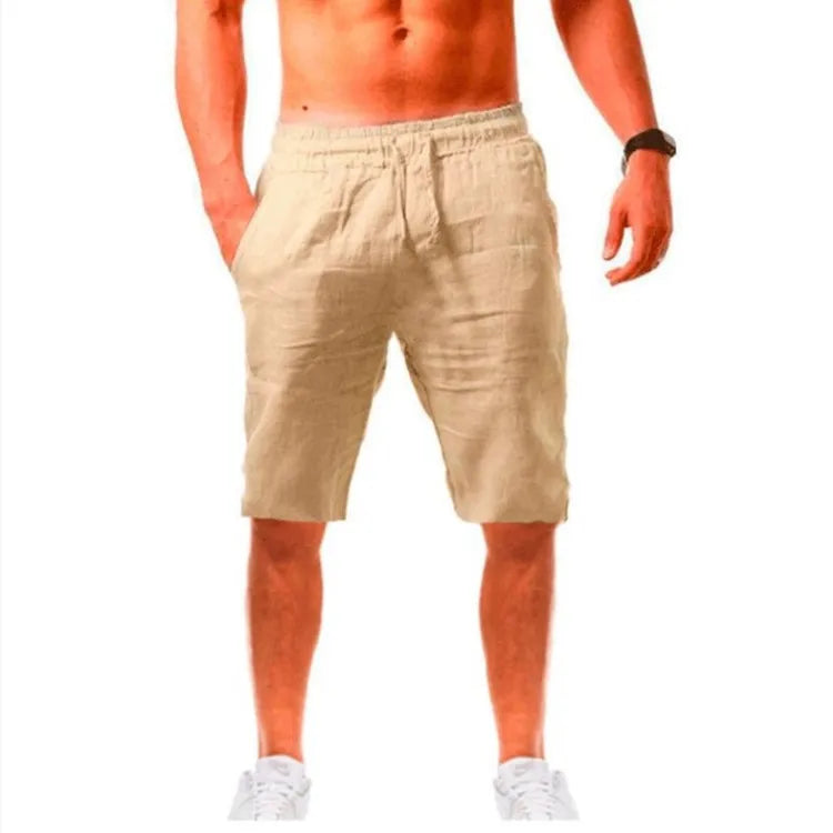 Hot Men Cotton Linen Trousers Solid Color Elastic Waist Loose Long Trousers Men's Hip-hop Breathable Casual Pants