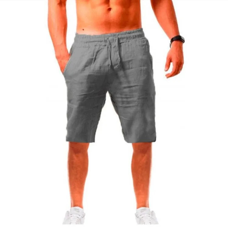 Hot Men Cotton Linen Trousers Solid Color Elastic Waist Loose Long Trousers Men's Hip-hop Breathable Casual Pants