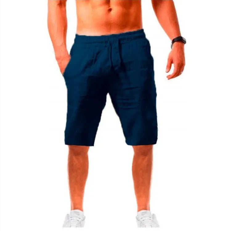 Hot Men Cotton Linen Trousers Solid Color Elastic Waist Loose Long Trousers Men's Hip-hop Breathable Casual Pants