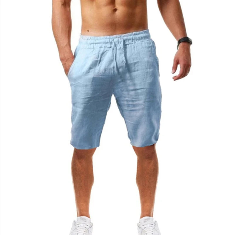 Hot Men Cotton Linen Trousers Solid Color Elastic Waist Loose Long Trousers Men's Hip-hop Breathable Casual Pants